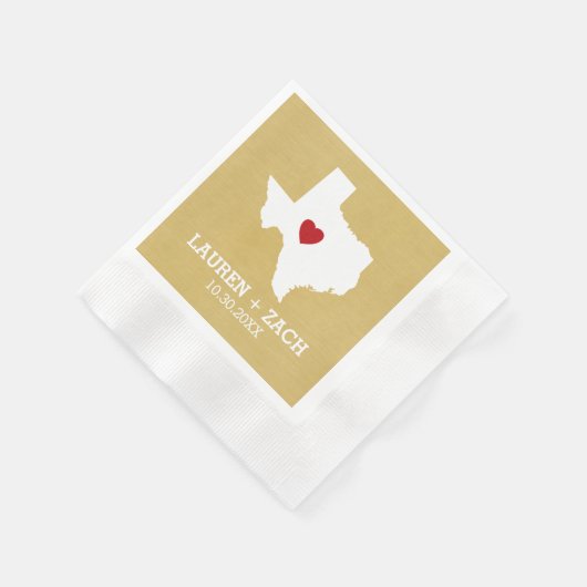 Serviette En Papier Home State Map Art - Mariage personnalisé Texas (Coin)