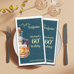 Serviette En Papier Homme 60 ans Whiskey Anniversaire Vieilli à la Per