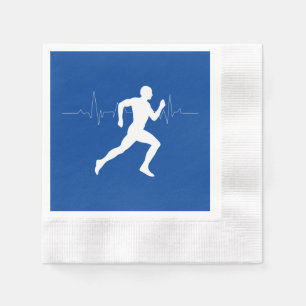 Serviette En Papier Homme coureurs Silhouette sur Arrière - plan bleu