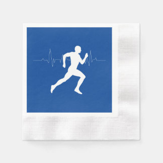 Serviette En Papier Homme coureurs Silhouette sur Arrière - plan bleu