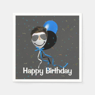Serviette En Papier Homme de fête d'anniversaire sur ballon