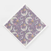 Serviette En Papier Homme en Lune Étoiles Fleurs Baby shower lavande (Coin)