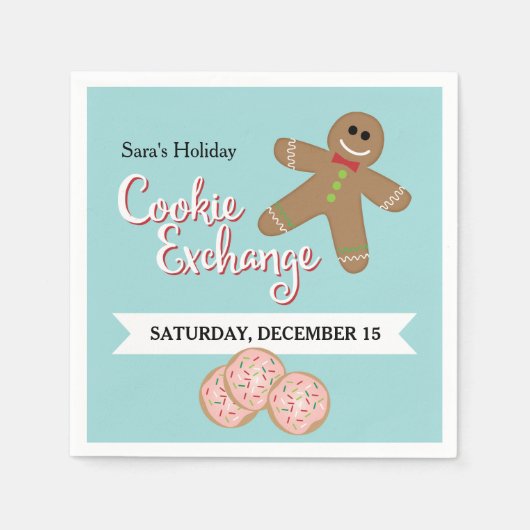 Serviette En Papier Homme en pain d'épice, Fête d'échange de biscuits (Devant)