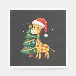 Serviette En Papier Homme en pain d'épices Girafe Chapeau de Père Noël