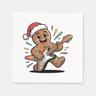 Serviette En Papier Homme en pain d'épices jouant de la guitare électr
