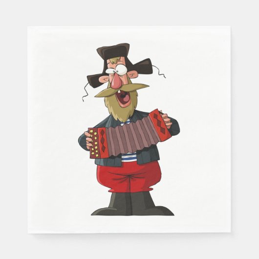 Serviette En Papier Homme Jouant L'Accordion (Devant)