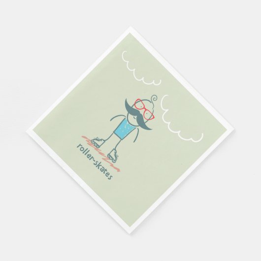 Serviette En Papier Homme sur Rollerskates (Coin)
