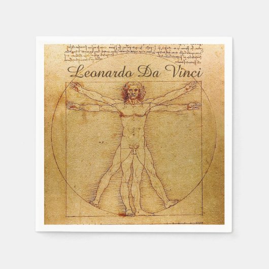 Serviette En Papier Homme Vitruvien Par Leonardo Da Vinci (Devant)