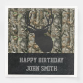 Serviette En Papier Hommes Joyeux Anniversaire Camo Deer Chasse Servie (Devant)