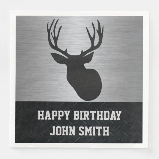Serviette En Papier Hommes Joyeux Anniversaire Chasse de cerfs serviet (Devant)