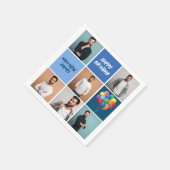 Serviette En Papier Hommes Photo Collage personnalisé bleu fête d'anni (Coin)