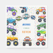 Serviette En Papier Honer beep vroom monstre camions garçon anniversai (Devant)