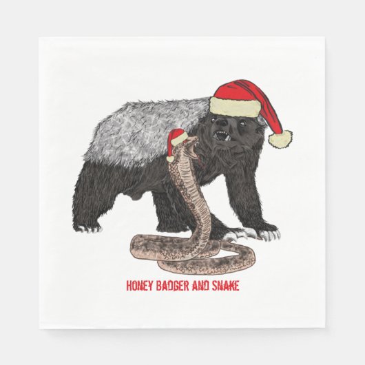 Serviette En Papier Honey Badger & Snake Funny Badass Noël (Devant)