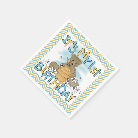 Serviette En Papier Honey Bear 1er Anniversaire Papier serviettes (Coin)