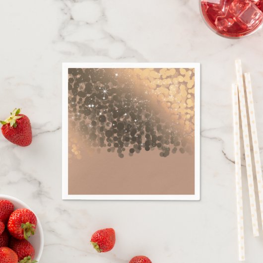 Serviette En Papier Honey Beige Champagne Golden Sparkle Lights Party (En situation)