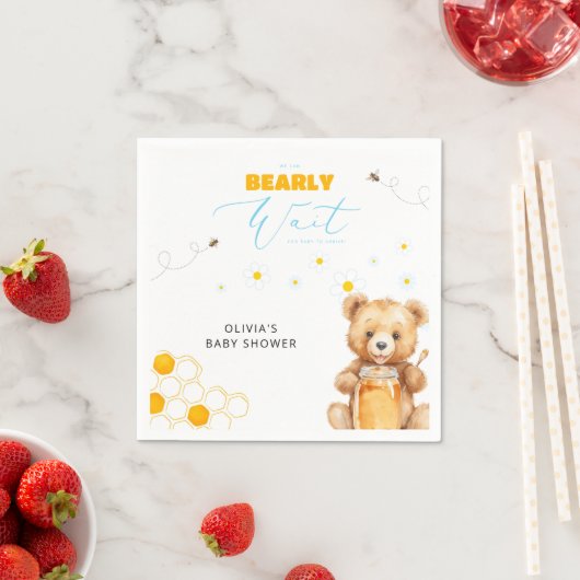 Serviette En Papier Honey Teddy Bear Boy Girl Baby shower (En situation)