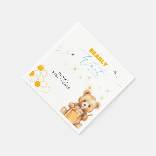 Serviette En Papier Honey Teddy Bear Boy Girl Baby shower (Coin)