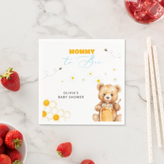 Serviette En Papier Honey Teddy Bear Boy Girl Baby shower (En situation)