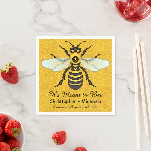 Serviette En Papier Honeybee Honeypeb Bee Mariage Thème Personnalisé (En situation)