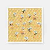 Serviette En Papier Honeycomb et abeilles premier anniversaire (Devant)