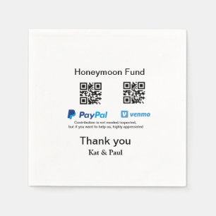 Serviette En Papier Honeymoon Fund PayPal Venmo QR code Merci