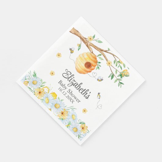Serviette En Papier Honeypeb Bee Chamomile Baby shower (Coin)