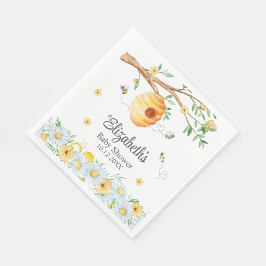 Serviette En Papier Honeypeb Bee Chamomile Baby shower (Coin)