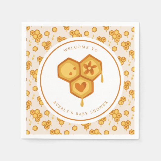 Serviette En Papier Honeypeb Honey Bee Cute Baby shower (Devant)