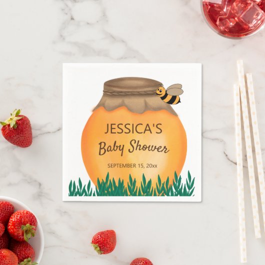 Serviette En Papier Honeypot Bumblebee Baby shower blanc (En situation)