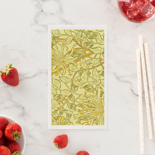 Serviette En Papier Honeysuckel Yellow par William Morris (En situation)