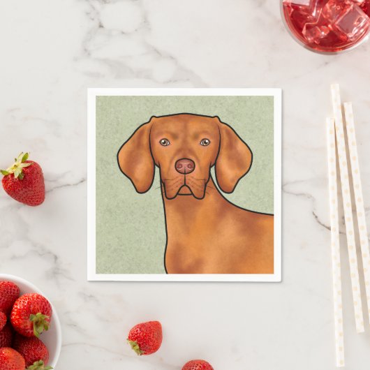 Serviette En Papier Hongrois Vizsla Caricature Pointeur Chien vert têt (En situation)