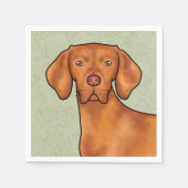 Serviette En Papier Hongrois Vizsla Caricature Pointeur Chien vert têt (Devant)