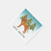 Serviette En Papier Hongrois Vizsla Chien Motoneige Forêt D'Hiver Et T (Coin)