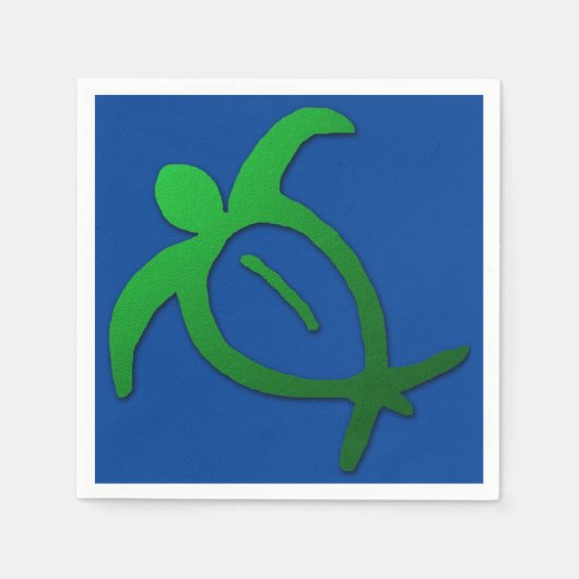 Serviette En Papier Honu Petroglyph hawaïen sur bleu (Devant)