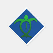 Serviette En Papier Honu Petroglyph hawaïen sur bleu (Coin)