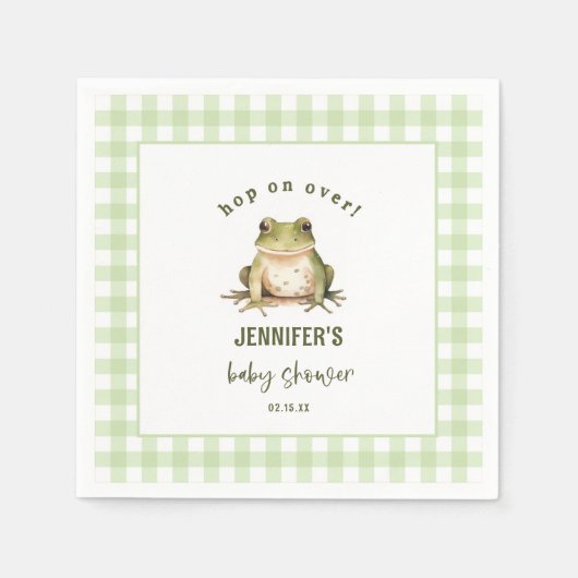 Serviette En Papier Hop On Over Frog Thème Baby shower (Devant)