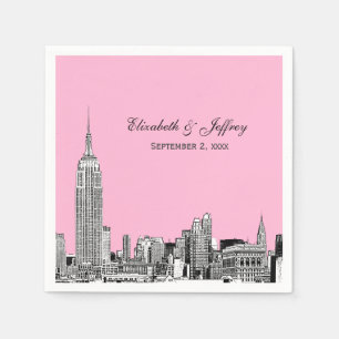 Serviette En Papier Horizon de NYC 01 Gravure DIY Fond de Couleur Mari