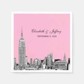 Serviette En Papier Horizon de NYC 01 Gravure DIY Fond de Couleur Mari