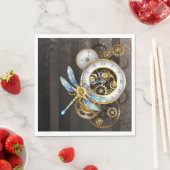 Serviette En Papier Horloge à vapeur avec libellule mécanique (En situation)
