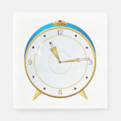 Serviette En Papier Horloge rétro d'alarme or avec réglage bleu (Devant)