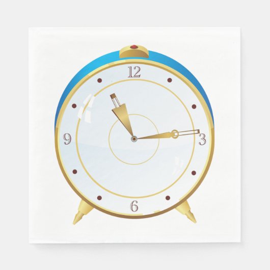 Serviette En Papier Horloge rétro d'alarme or avec réglage bleu (Devant)