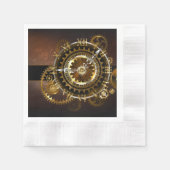 Serviette En Papier Horloge Steampunk avec des engrenages anciens (Devant)