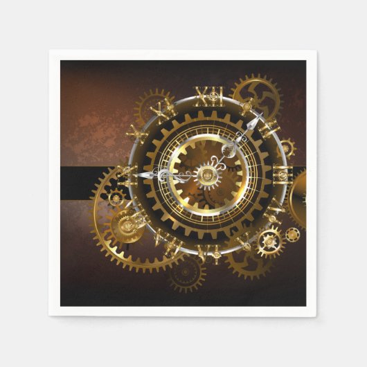 Serviette En Papier Horloge Steampunk avec des engrenages anciens (Devant)