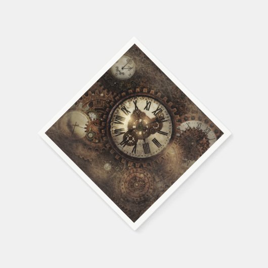 Serviette En Papier Horloge vintage Steampunk (Coin)