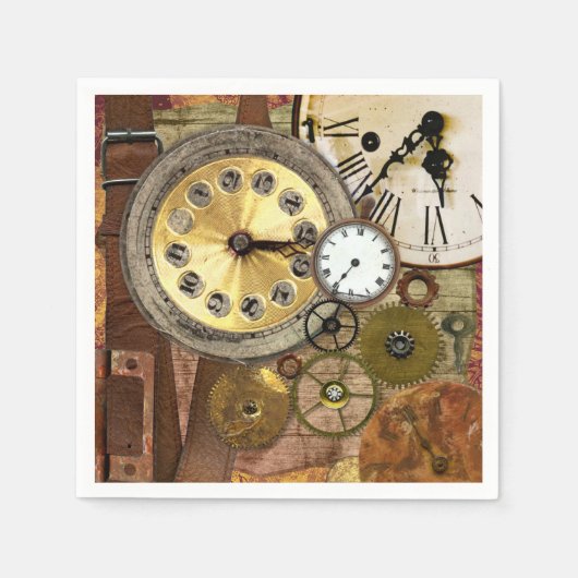 Serviette En Papier Horloges Rusty Old Steampunk Art (Devant)