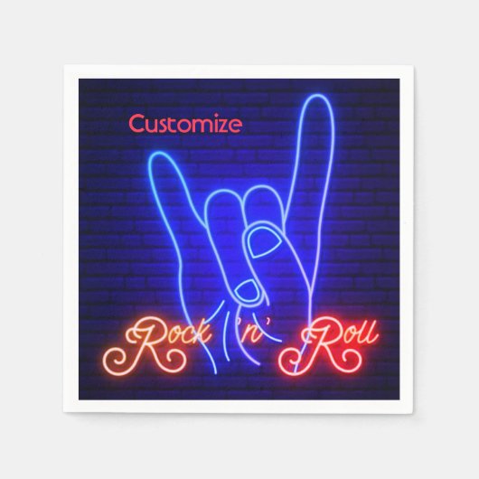 Serviette En Papier Hornes Up Rock 'n Roll (Devant)