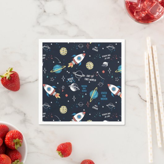 Serviette En Papier Hors de ce Motif spatial mondial (En situation)