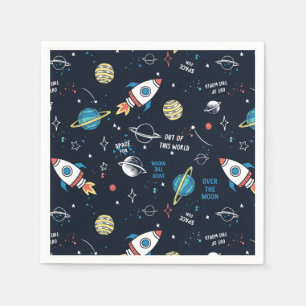 Serviette En Papier Hors de ce Motif spatial mondial