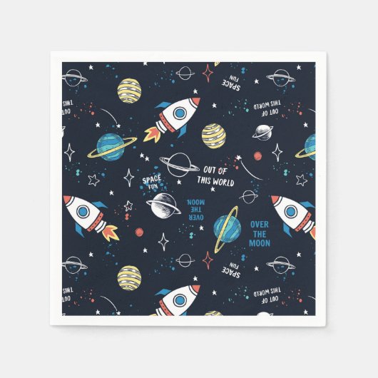 Serviette En Papier Hors de ce Motif spatial mondial (Devant)