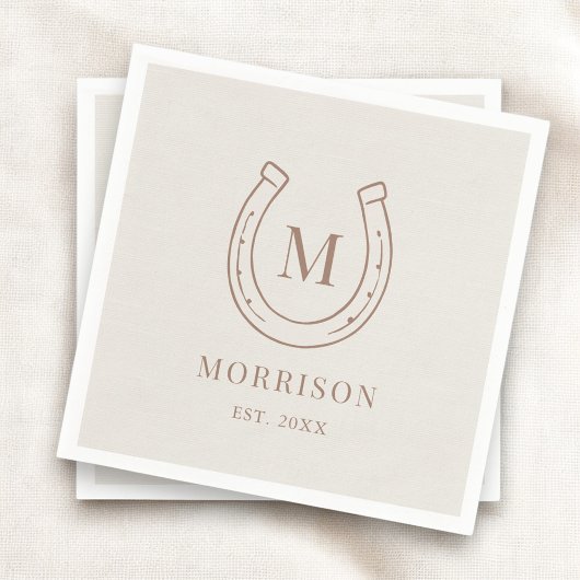 Serviette En Papier Horseshoe Country Western Monogram Wedding